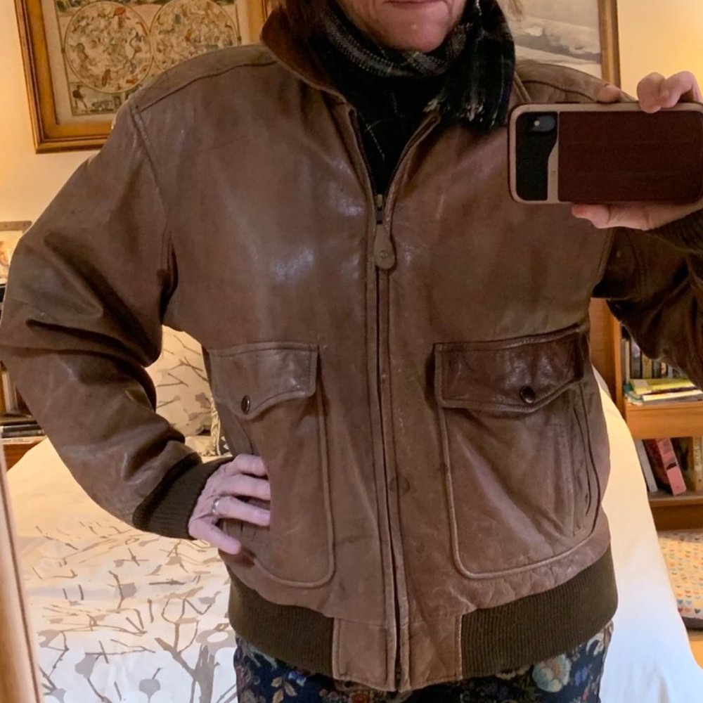 Leather bomber jacket